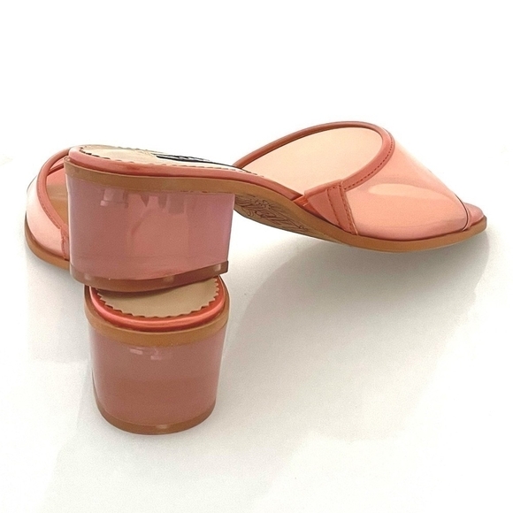 NIB KARL LAGERFELD Paris Coral Transparent Slip-On Block Heel Sandals Size 6 - Picture 10 of 10